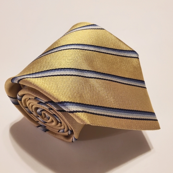 Brooks Brothers Makers Gold Repp Stripe Silk Tie - Picture 1 of 5
